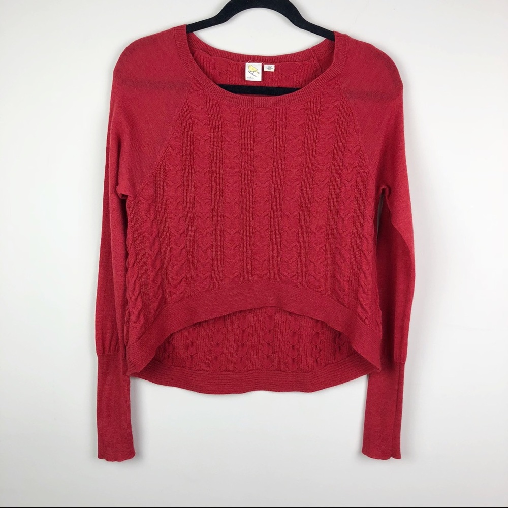 Anthropologie Yellow Bird Cropped Wool Sweater